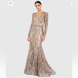 Mac Duggal Champagne Sequin Dress